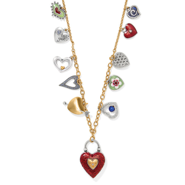 One Heart Long Necklace, Multi Charm