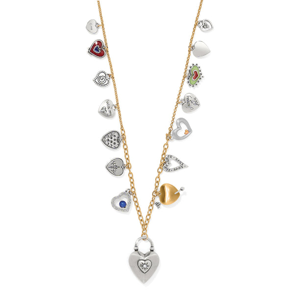 One Heart Long Necklace, Multi Charm