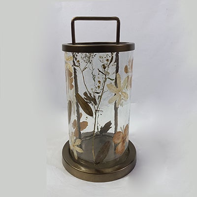 Flower Print Glass Lantern