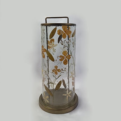 Flower Print Glass Lantern
