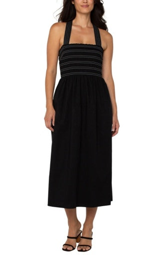 sleeveless smocked woven midi dress w trapunt – Citrus and Moss