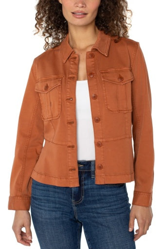 Ginger Spice Liverpool peplum hem trucker jacket