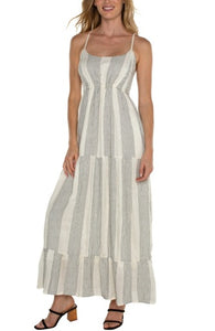 Liverpool Racer Back Tiered Maxi Dress W/ Smocking