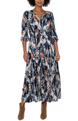 Liverpool 3/4 Woven Tiered Maxi Dress