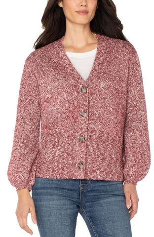 long slv button front cardigan sweater