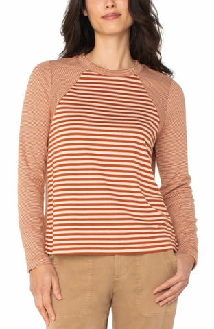 Liverpool long slv crew neck knit top w/ seaming
