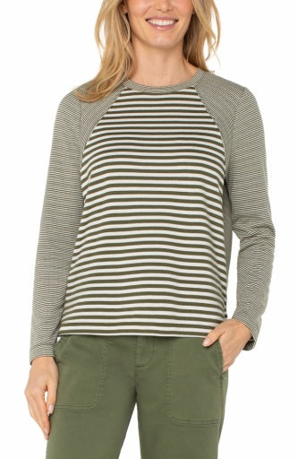 Liverpool long slv crew neck knit top w/ seaming