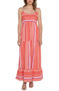 racer back tiered maxi dress w/ smocking