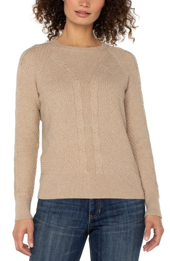 long slv crew neck raglan sweater