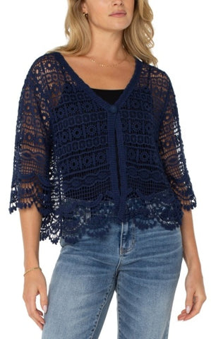Liverpool short sleeve lace bolero top