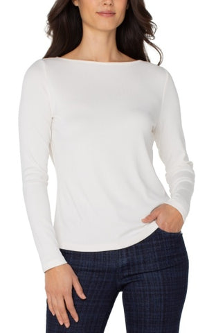 long slv boat neck knit top