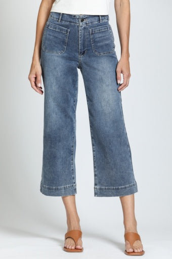 Cropped Wide Leg Pant W/Patch Pockets