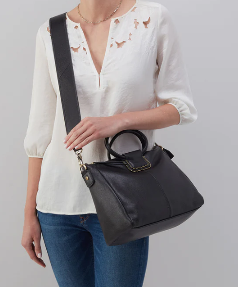 HOBO Sheila Medium Satchel -Black w/ Nail head