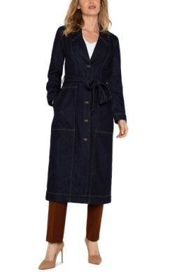 Liverpool notch collar duster jacket w self belt 47.5"hps