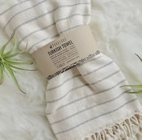 Pokoloco Turkish Towel-Bamboo Striped Mist