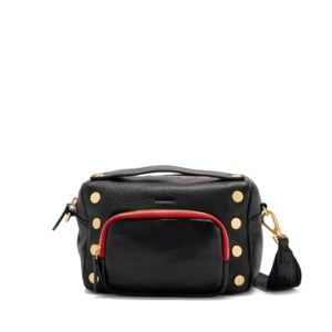 Evan Crossbody Sml- Cargo Black with Red Zip