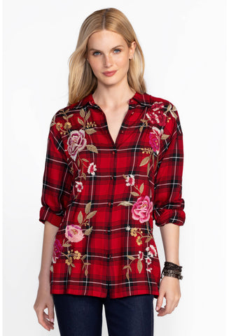 Johnny Was Mira Plaid Button Detail
