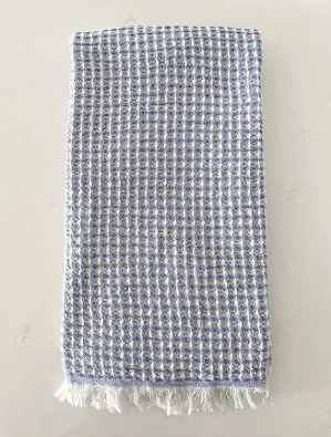 Country Club Blue 2 Tone Turkish Cotton Waffle Bath Towel