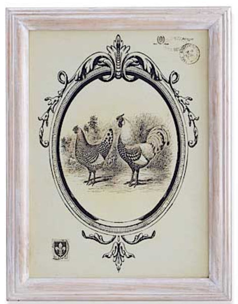 Framed Rooster & Chicken Print