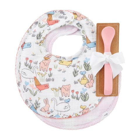 Chicken Floral Bibs and Spoon