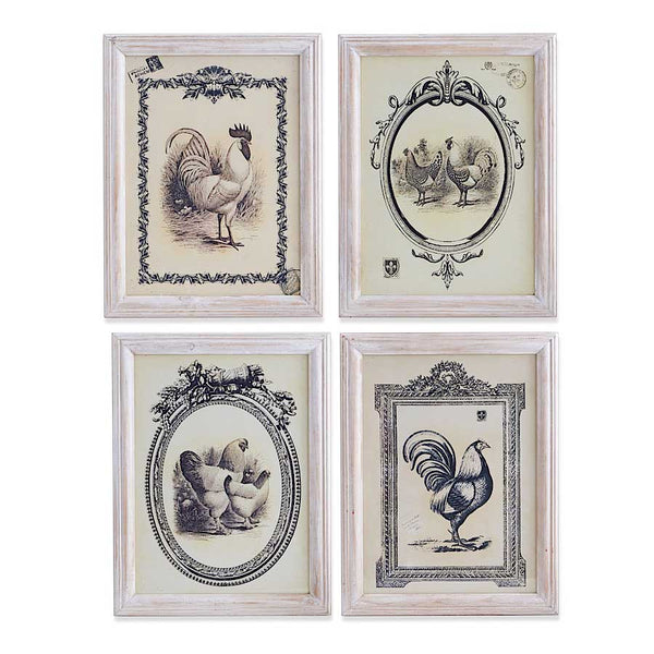 Framed Rooster & Chicken Print