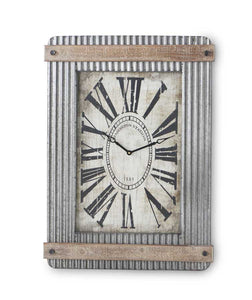 Corrugated Metal Clock with Wood Trim