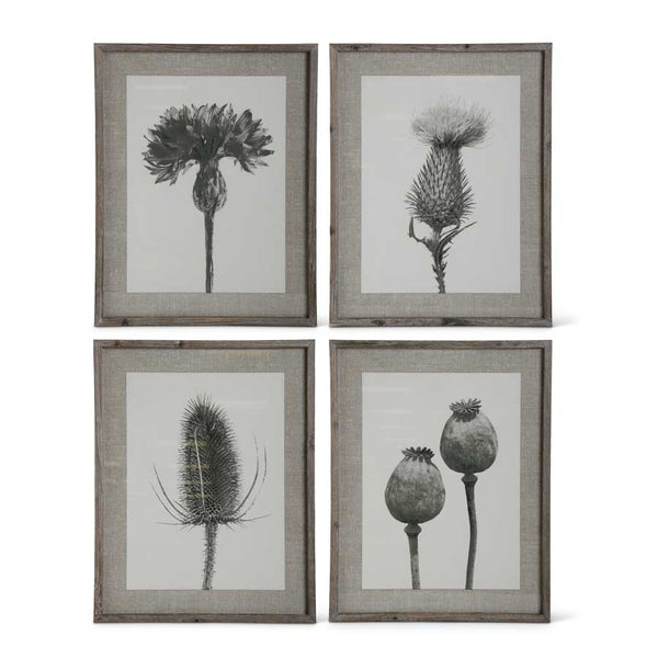 Black, Gray & White Floral Framed Print