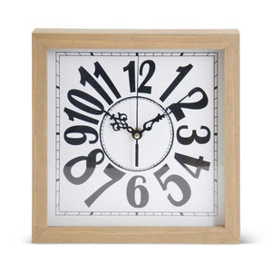 Square Wooden Tabletop Clock