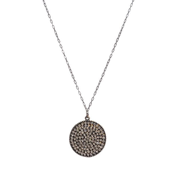 Rebel Designs Round Disc Pave Necklace