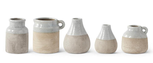 Ceramic Vase with Light Blue Glazed Top