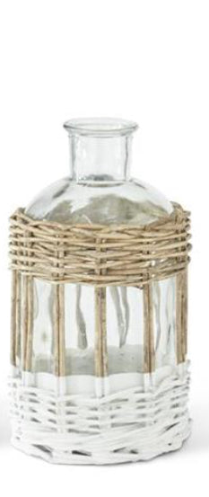 Clear Glass Bottles in Wicker Sleeve