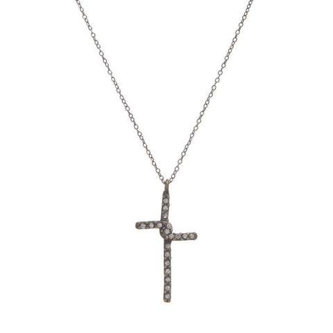 Rebel Designs Small Crystal Cross Necklace