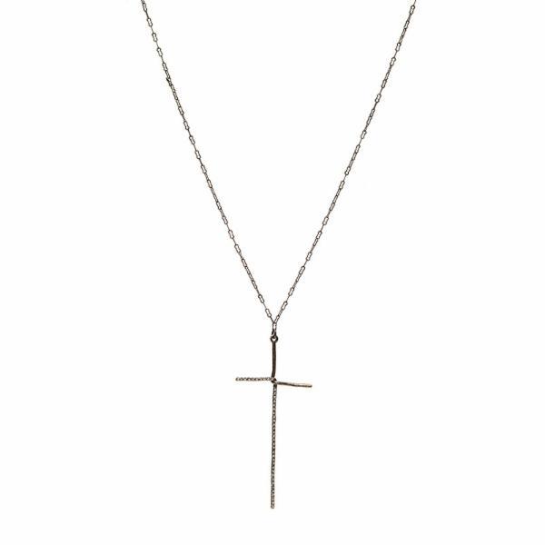 Rebel Designs Elongated Crystal Cross Necklace
