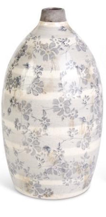Ceramic Crackle Gray Floral Vase