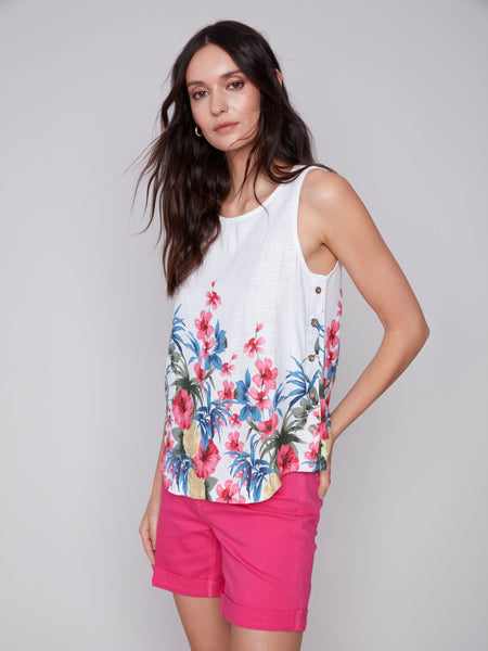 SLEEVELESS LINEN BLOUSE C4425XP-787A