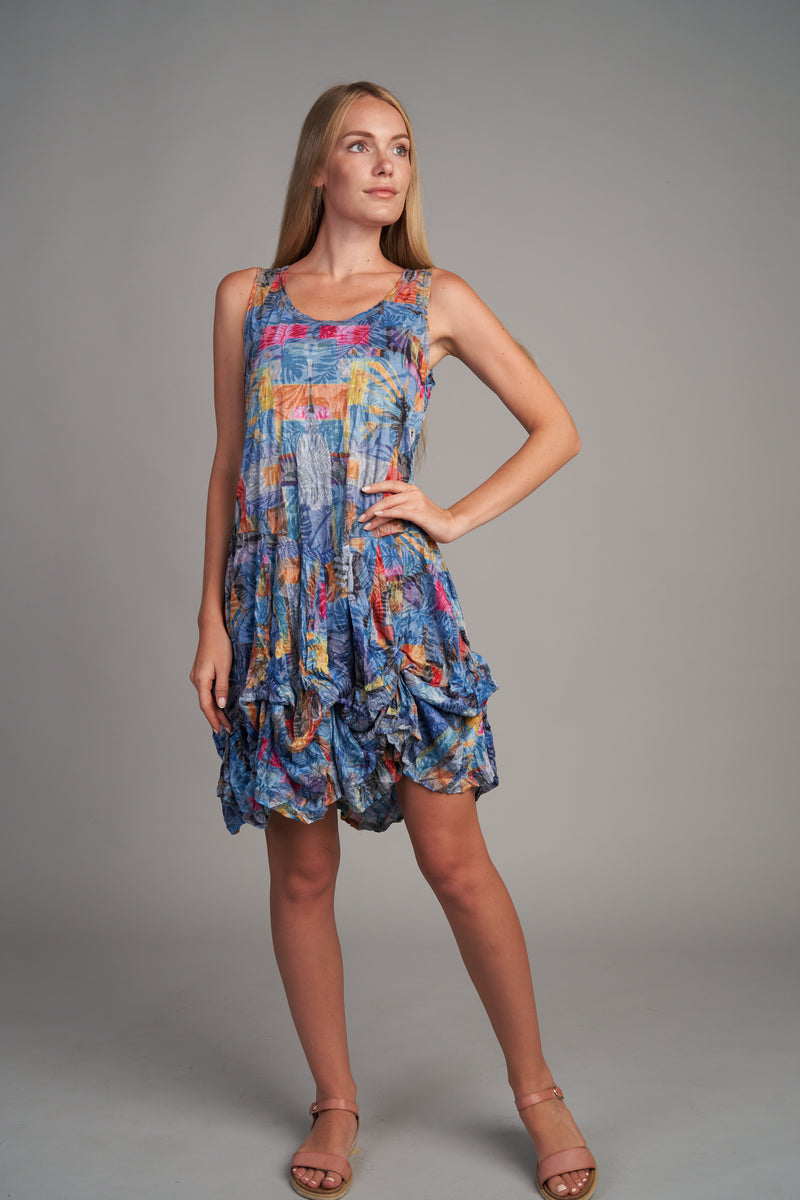 Shana Apparel Crinkle Short Bubble Dress - Blue House – Citrus and Moss