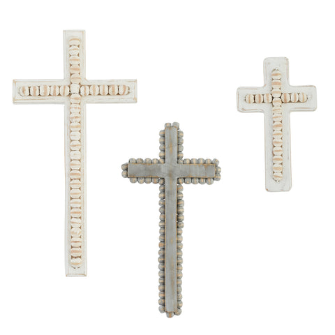 White-Washed Beaded Crosses