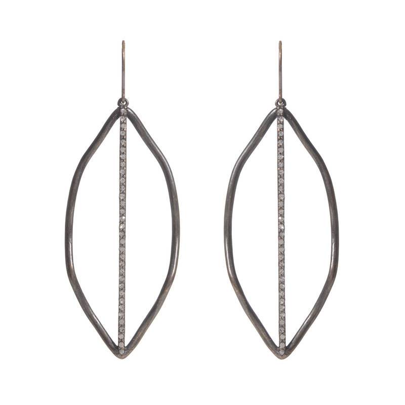 Rebel Designs Open Leaf with Crystal Line Earrings
