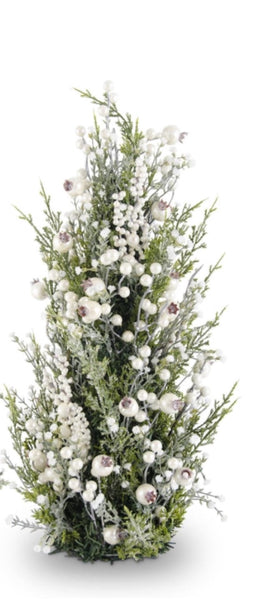 Snowy Cypress Pine Cone Trees with Pearls