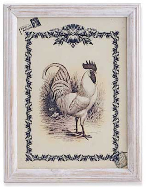 Framed Rooster & Chicken Print