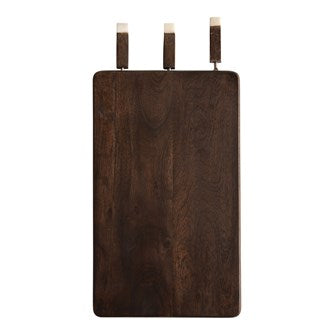 Acacia Wood Cheese or Cutting Board with Inset Stainless Steel, Wood & Marble Cheese Knives