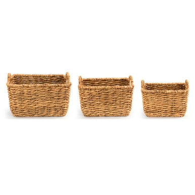 Rectangle Braided Baskets With Handle