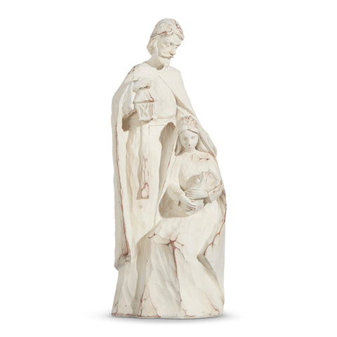 11.25" DISTRESSED WHITE HOLY FAMILY