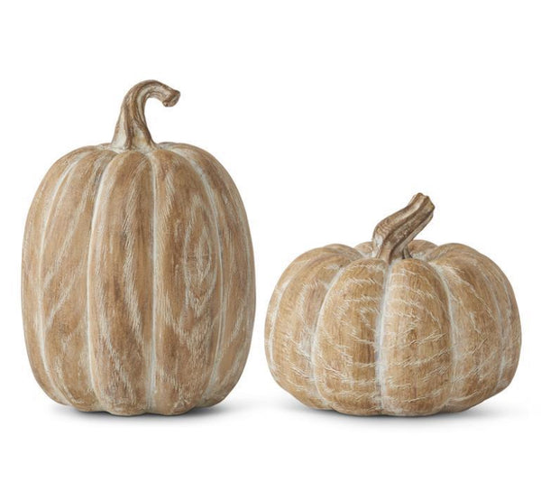Light Brown Whitewashed Resin Pumpkins