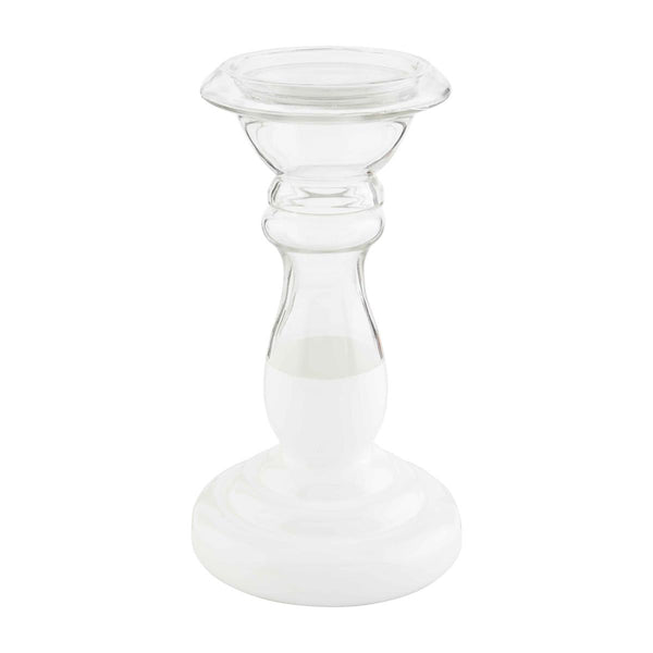 Glass White Candlesticks