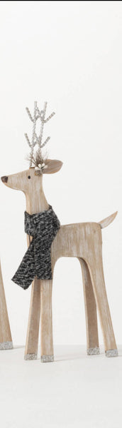 Wood Deer with Scarf Figurine