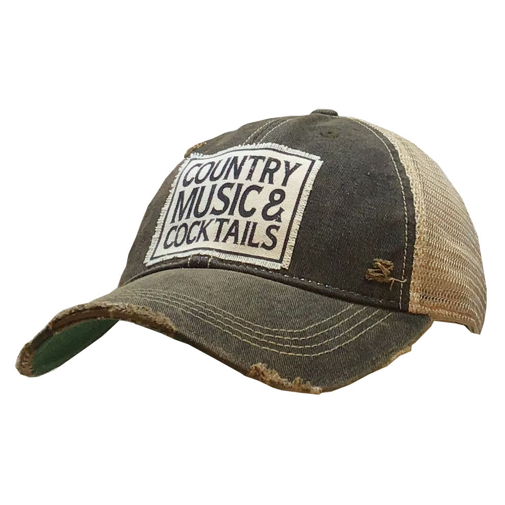 Country Music & Cocktails Distressed Trucker Hat Baseball Cap