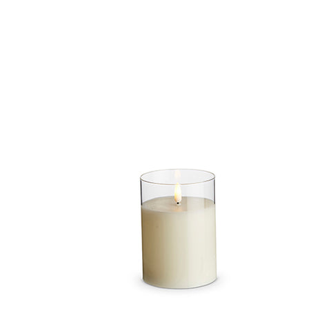 3.5" x 5" Clear Glass Ivory Pillar Candle