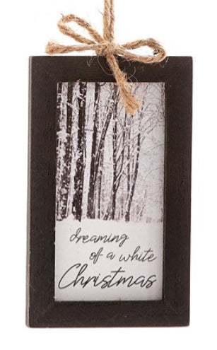 Framed Black & White Ornament with Sentiment