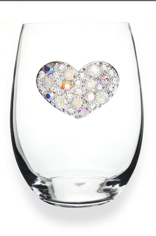 Multi Stone Heart Stemless Glass